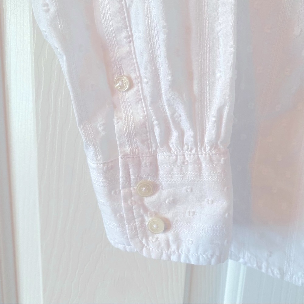 Talbots White Clip Dot Button Down Top, XS - Picture 4 of 8